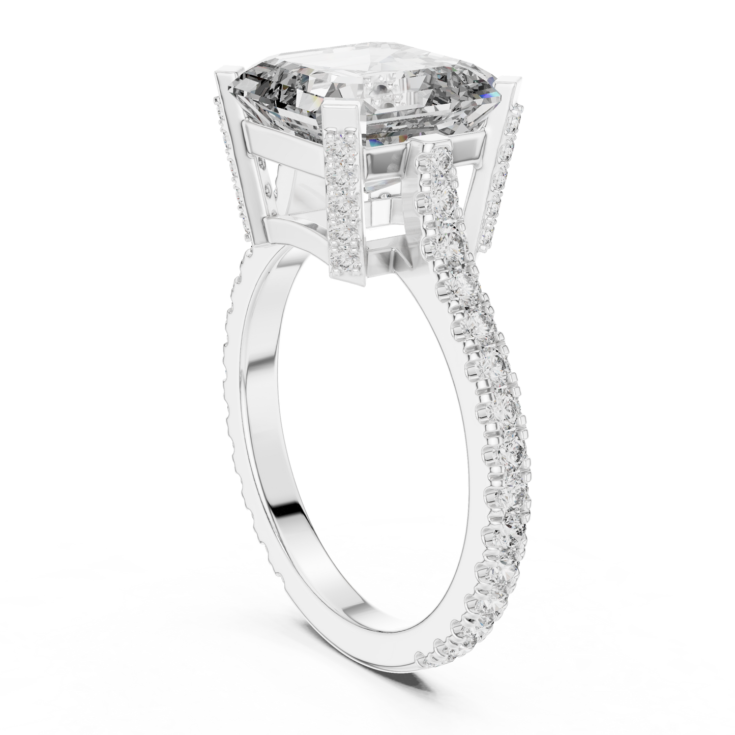 3.80CtEmerald Square Cut Solitaire Ring • Hidden Halo Engagement Gift • Moissanite Diamond  Anniversary & Proposal Ring