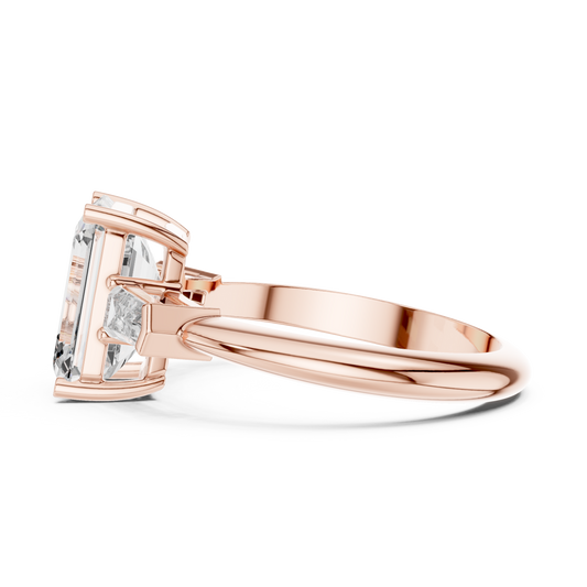 2.70CtEmerald Cut Solitaire with Baguettes • Timeless Engagement Ring • Solid Gold Handmade Ring
