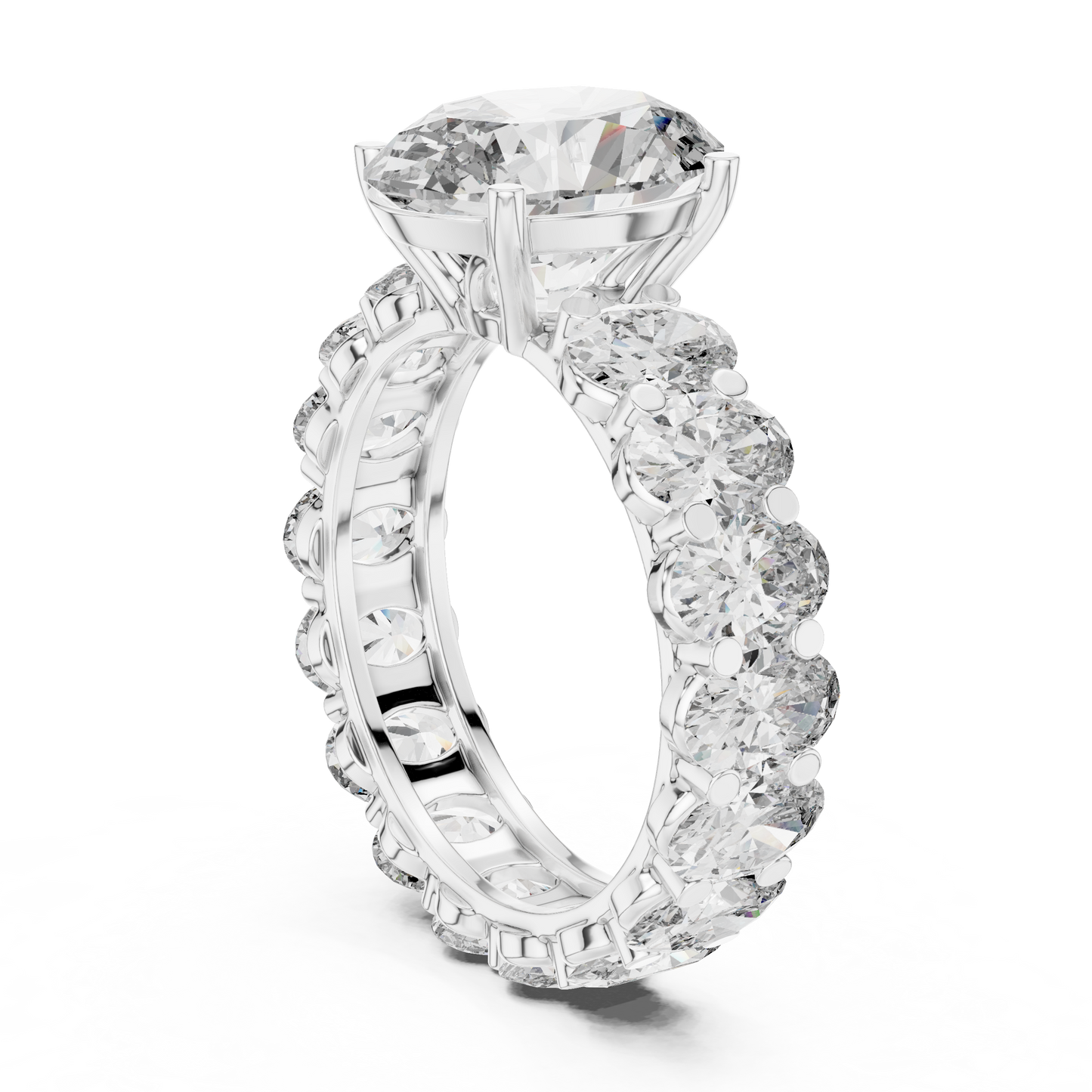 3.33CtOval Solitaire + Eternity Wedding Ring • Sparkling Diamond Band •  Luxury Ring Ready Gift for Her