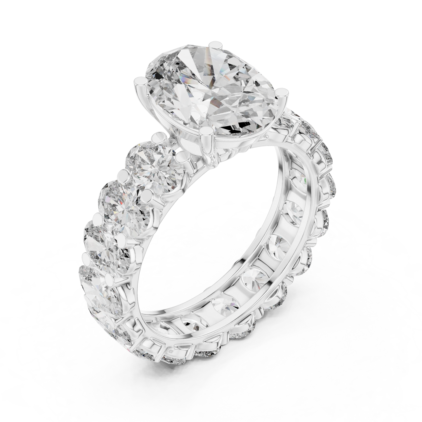 3.33CtOval Solitaire + Eternity Wedding Ring • Sparkling Diamond Band •  Luxury Ring Ready Gift for Her