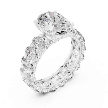 3.33CtOval Solitaire + Eternity Wedding Ring • Sparkling Diamond Band •  Luxury Ring Ready Gift for Her