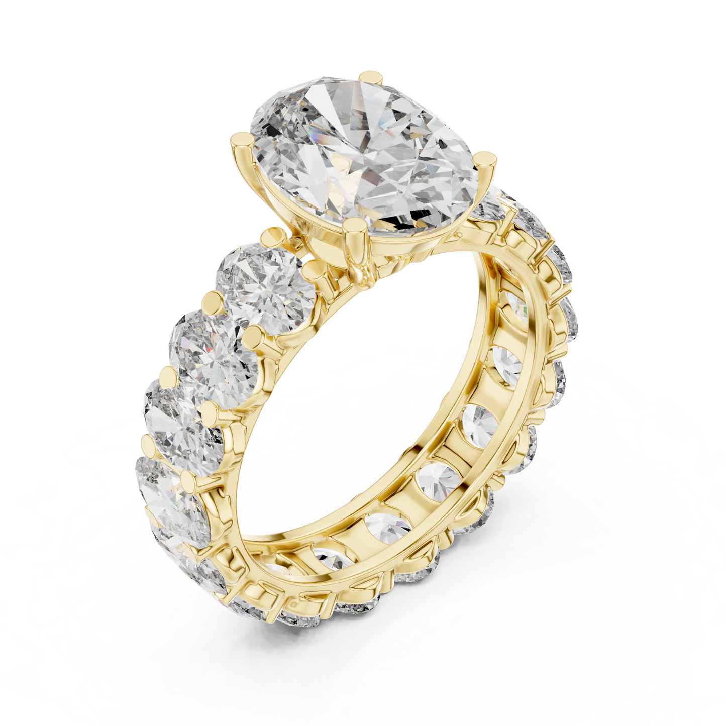 3.33CtOval Solitaire + Eternity Wedding Ring • Sparkling Diamond Band •  Luxury Ring Ready Gift for Her