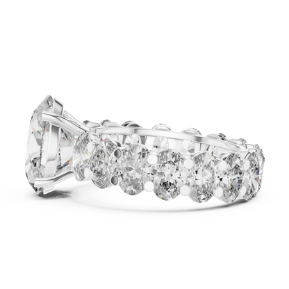 3.33CtOval Solitaire + Eternity Wedding Ring • Sparkling Diamond Band •  Luxury Ring Ready Gift for Her