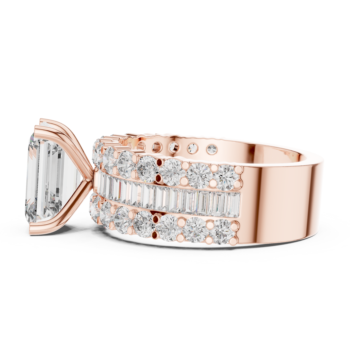 2.37Ct Custom Emerald Cut Head Diamond Ring • Bold Baguette Band • Luxury Promise Ring