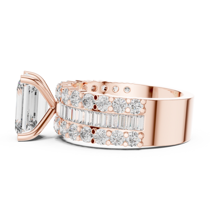 2.37Ct Custom Emerald Cut Head Diamond Ring • Bold Baguette Band • Luxury Promise Ring