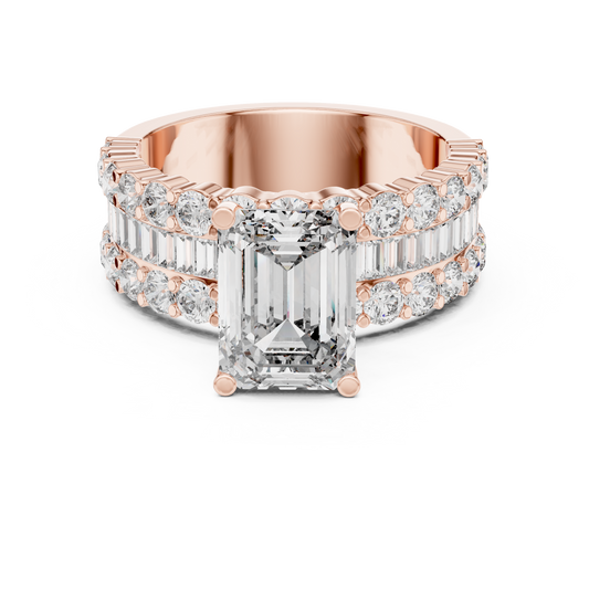 2.37Ct Custom Emerald Cut Head Diamond Ring • Bold Baguette Band • Luxury Promise Ring