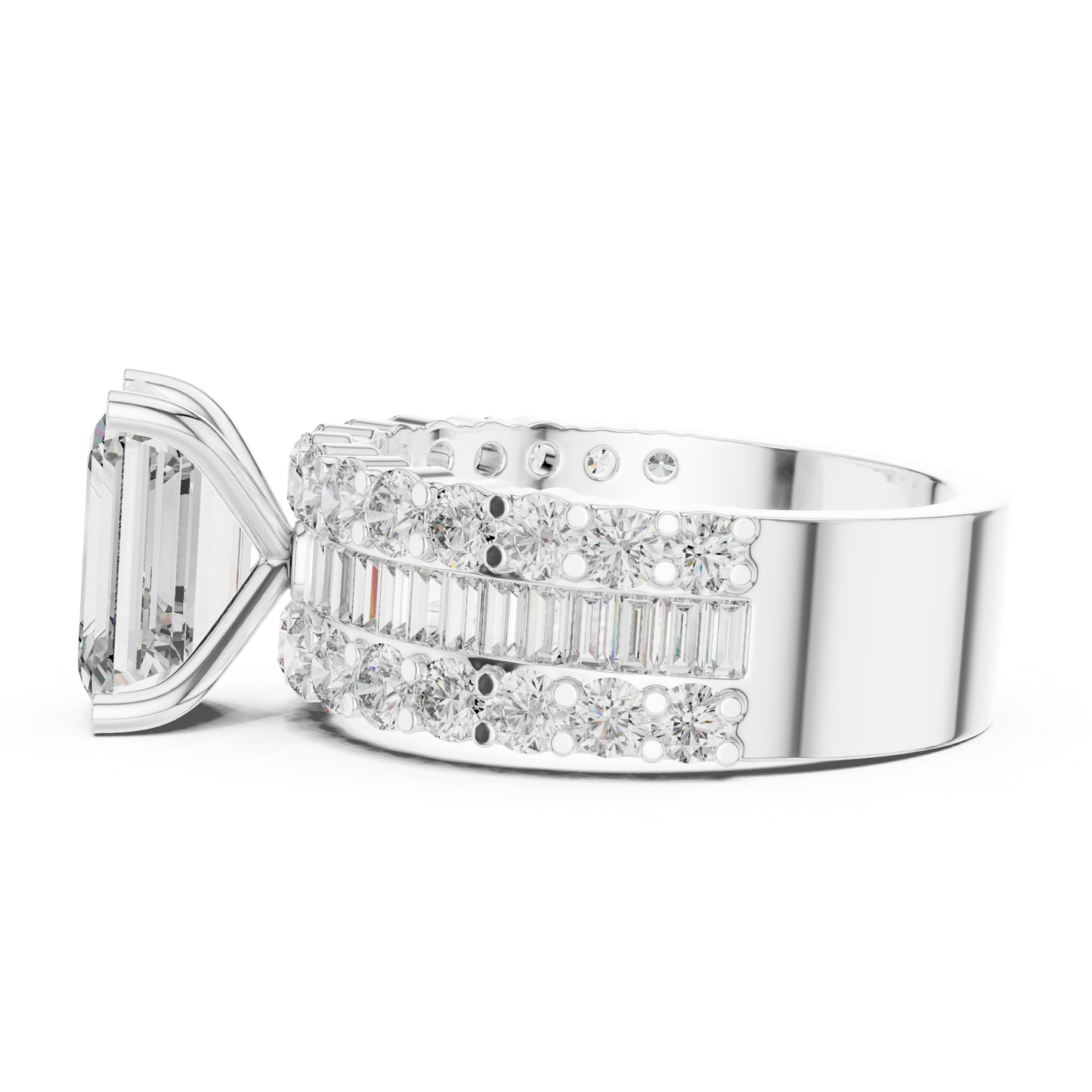 2.37Ct Custom Emerald Cut Head Diamond Ring • Bold Baguette Band • Luxury Promise Ring