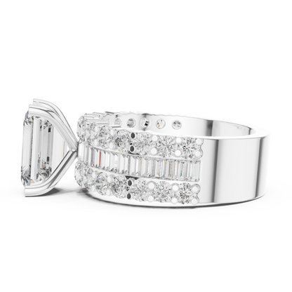 2.37Ct Custom Emerald Cut Head Diamond Ring • Bold Baguette Band • Luxury Promise Ring