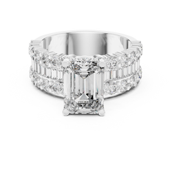 2.37Ct Custom Emerald Cut Head Diamond Ring • Bold Baguette Band • Luxury Promise Ring
