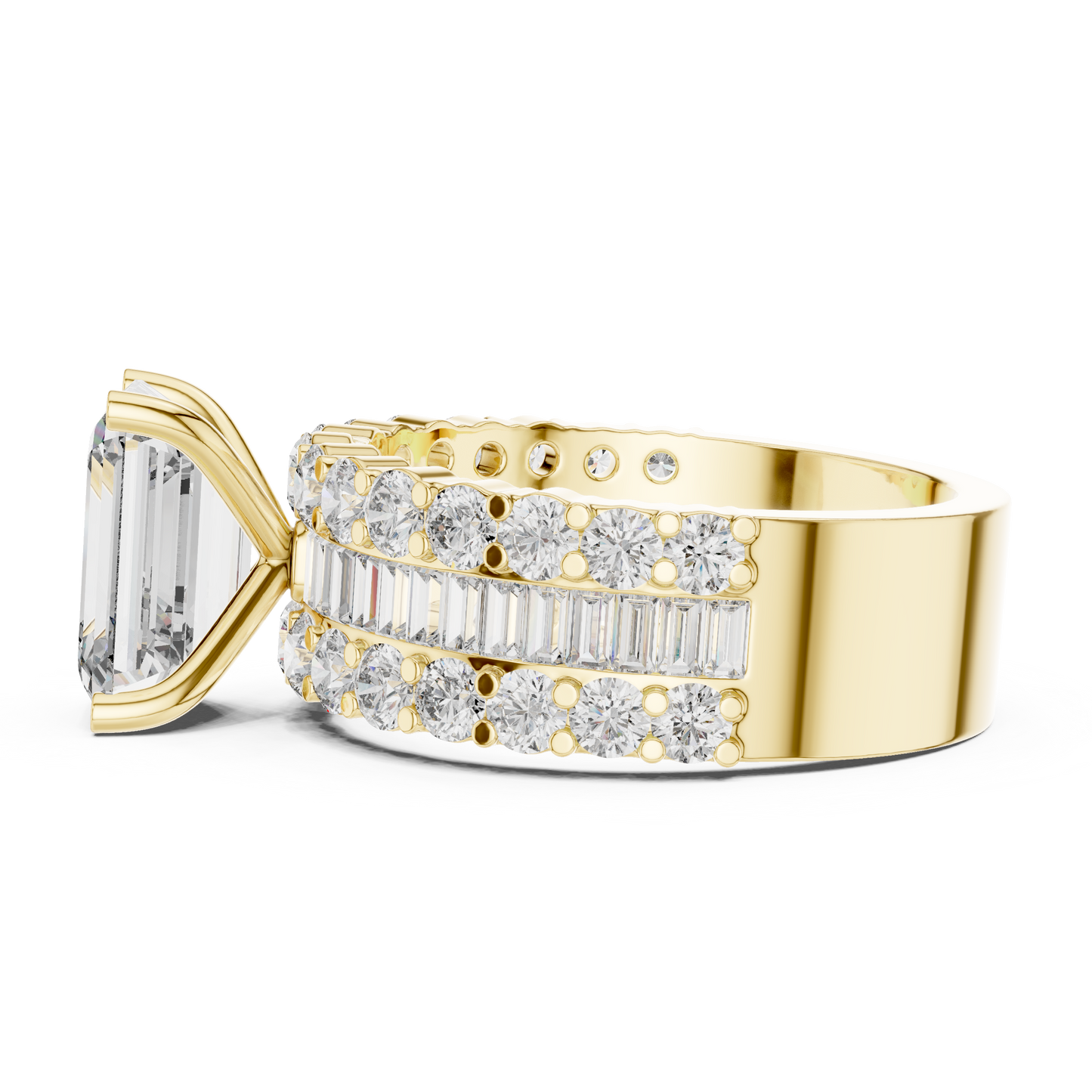 2.37Ct Custom Emerald Cut Head Diamond Ring • Bold Baguette Band • Luxury Promise Ring