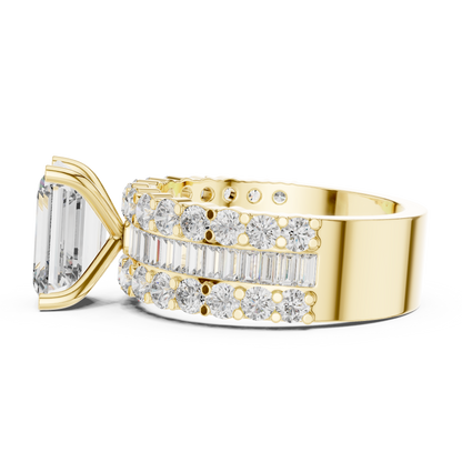 2.37Ct Custom Emerald Cut Head Diamond Ring • Bold Baguette Band • Luxury Promise Ring