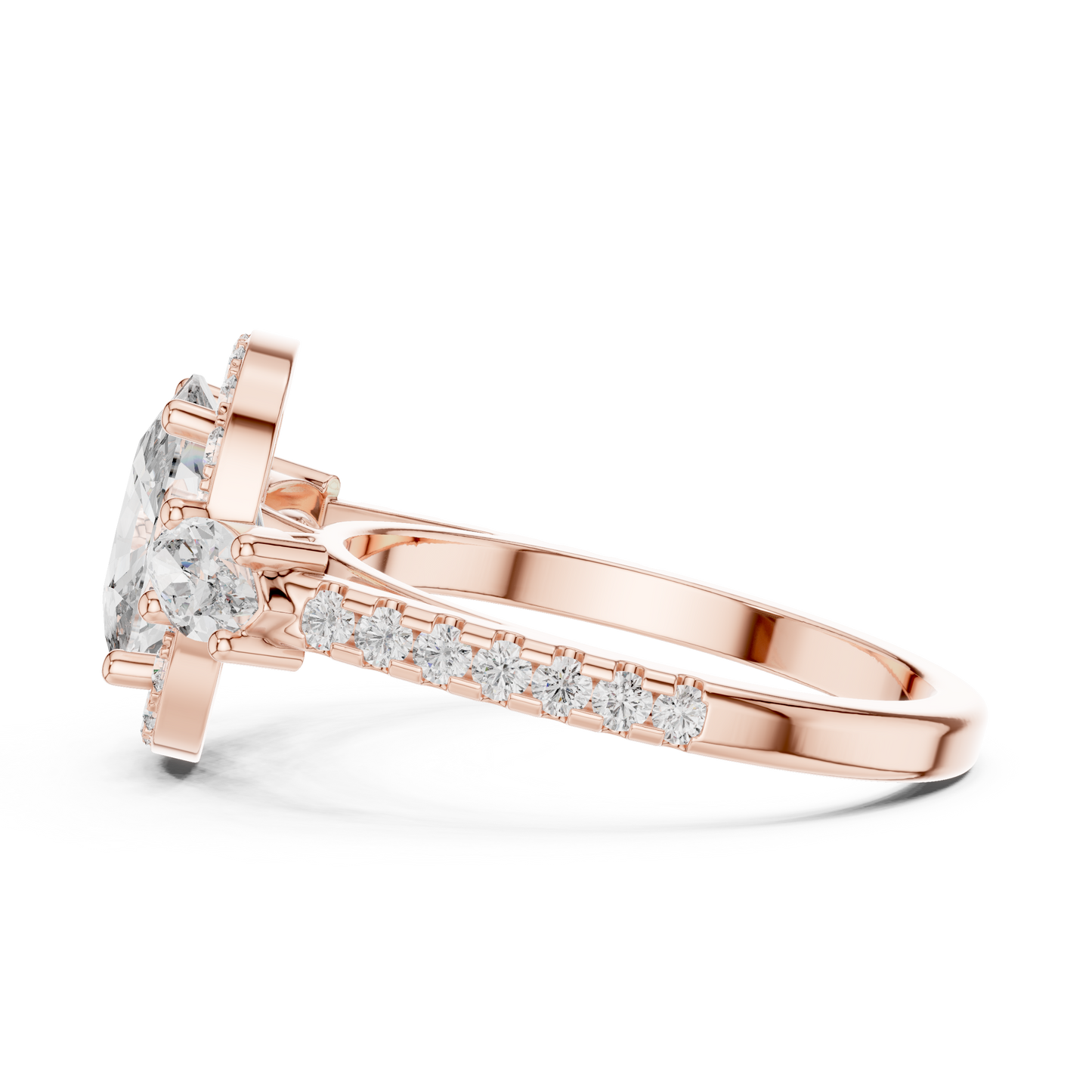 2.75Ct Romantic Cushion  Halo Ring • Marquise Trio Diamond Engagement Ring • Wedding  Gift