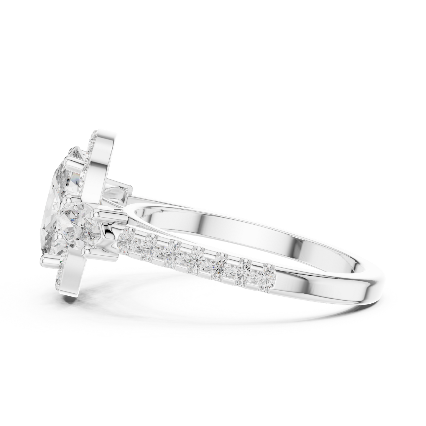 2.75Ct Romantic Cushion  Halo Ring • Marquise Trio Diamond Engagement Ring • Wedding  Gift