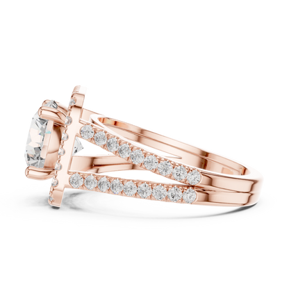 2.10CtClassic Split Shank Solitaire • Halo Lab Diamond  Ring • 14K Gold Bridal Ring • Anniversary Gift