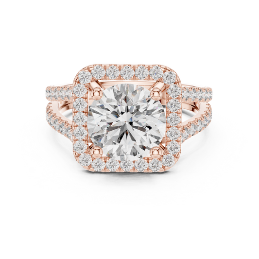 2.10CtClassic Split Shank Solitaire • Halo Lab Diamond  Ring • 925 Sterling Silver Bridal Ring • Anniversary Gift