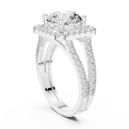 2.10CtClassic Split Shank Solitaire • Halo Lab Diamond  Ring • 14K Gold Bridal Ring • Anniversary Gift