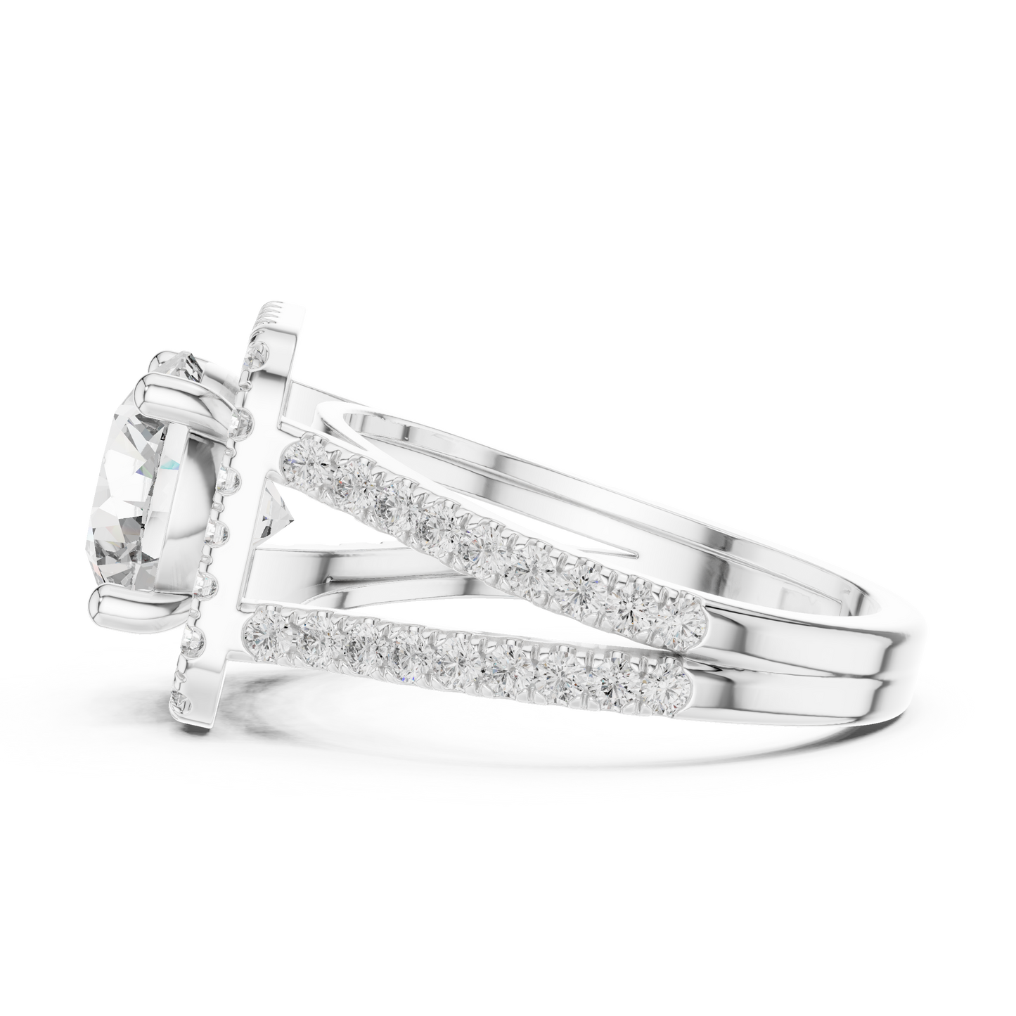 2.10CtClassic Split Shank Solitaire • Halo Lab Diamond  Ring • 14K Gold Bridal Ring • Anniversary Gift