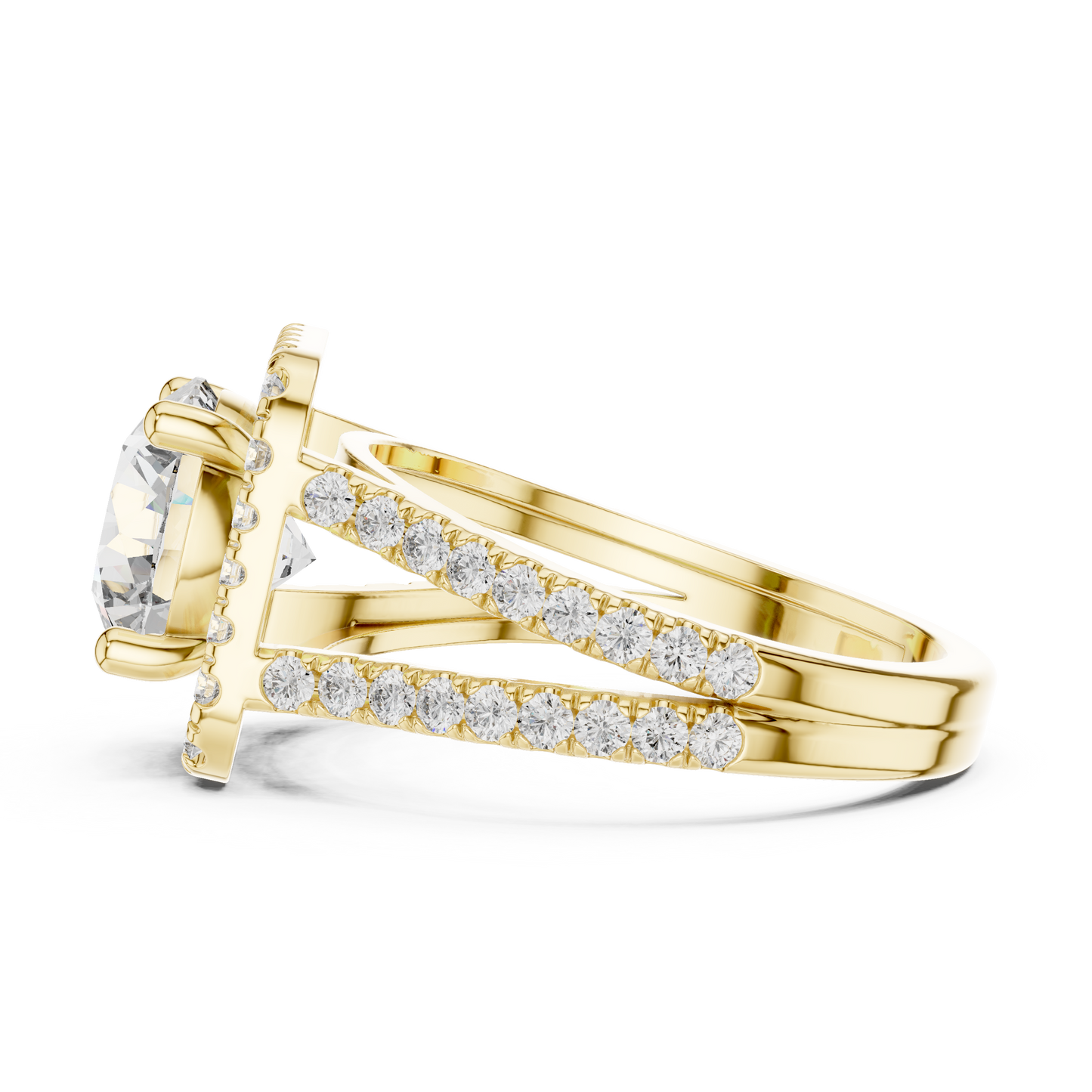 2.10CtClassic Split Shank Solitaire • Halo Lab Diamond  Ring • 14K Gold Bridal Ring • Anniversary Gift