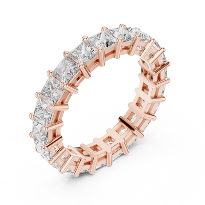 Princess Cut Full Eternity Diamond Ring •9K/10K/14K/18KGold Band • Stacking Wedding Ring