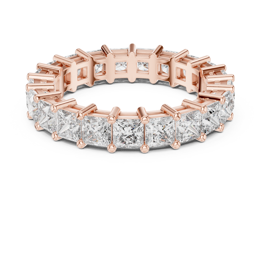 Princess Cut Full Eternity Diamond Ring • 925 Sterling Silver Band • Stacking Wedding Ring
