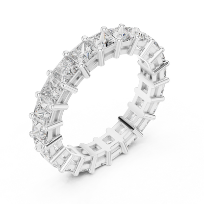 Princess Cut Full Eternity Diamond Ring •9K/10K/14K/18KGold Band • Stacking Wedding Ring