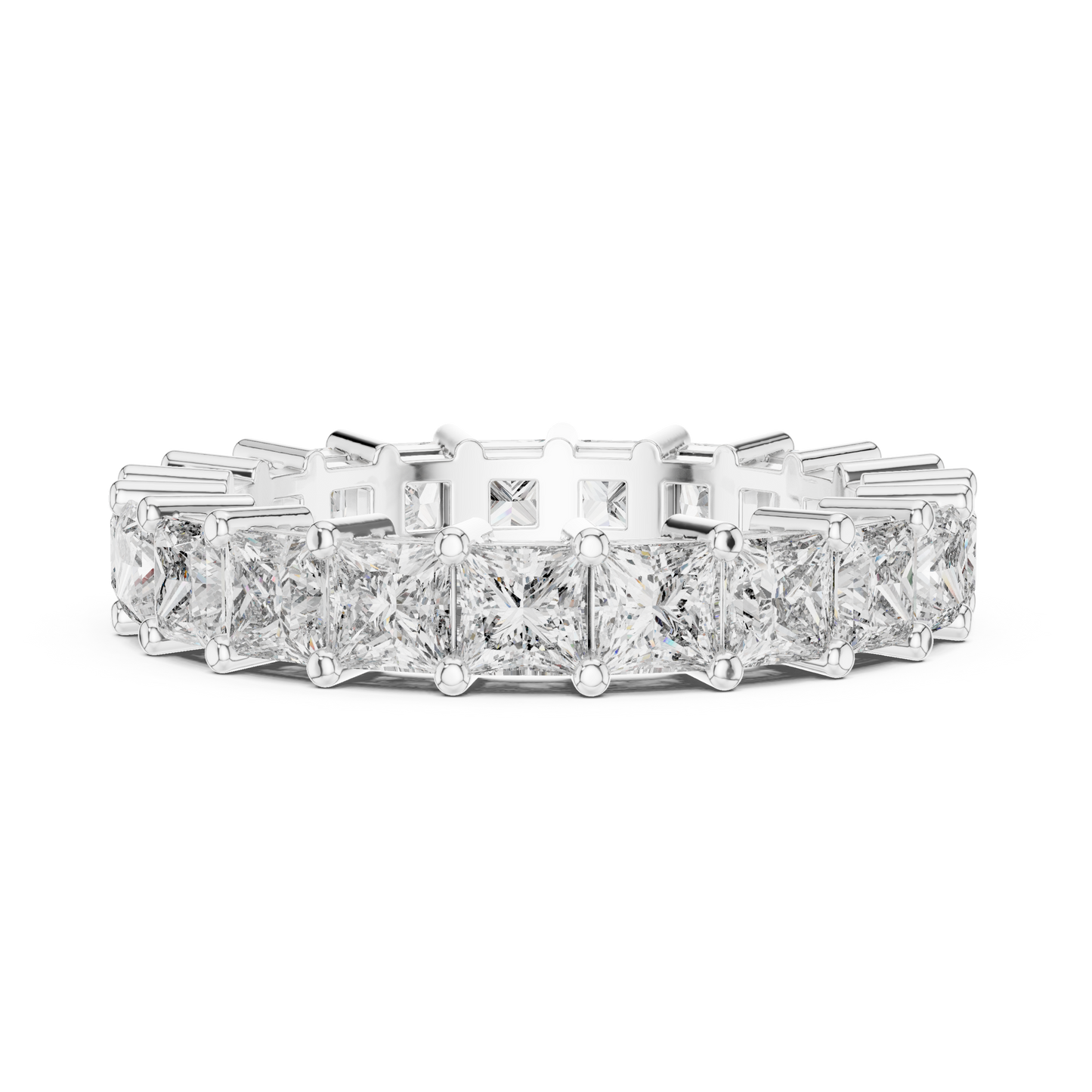 Princess Cut Full Eternity Diamond Ring •9K/10K/14K/18KGold Band • Stacking Wedding Ring