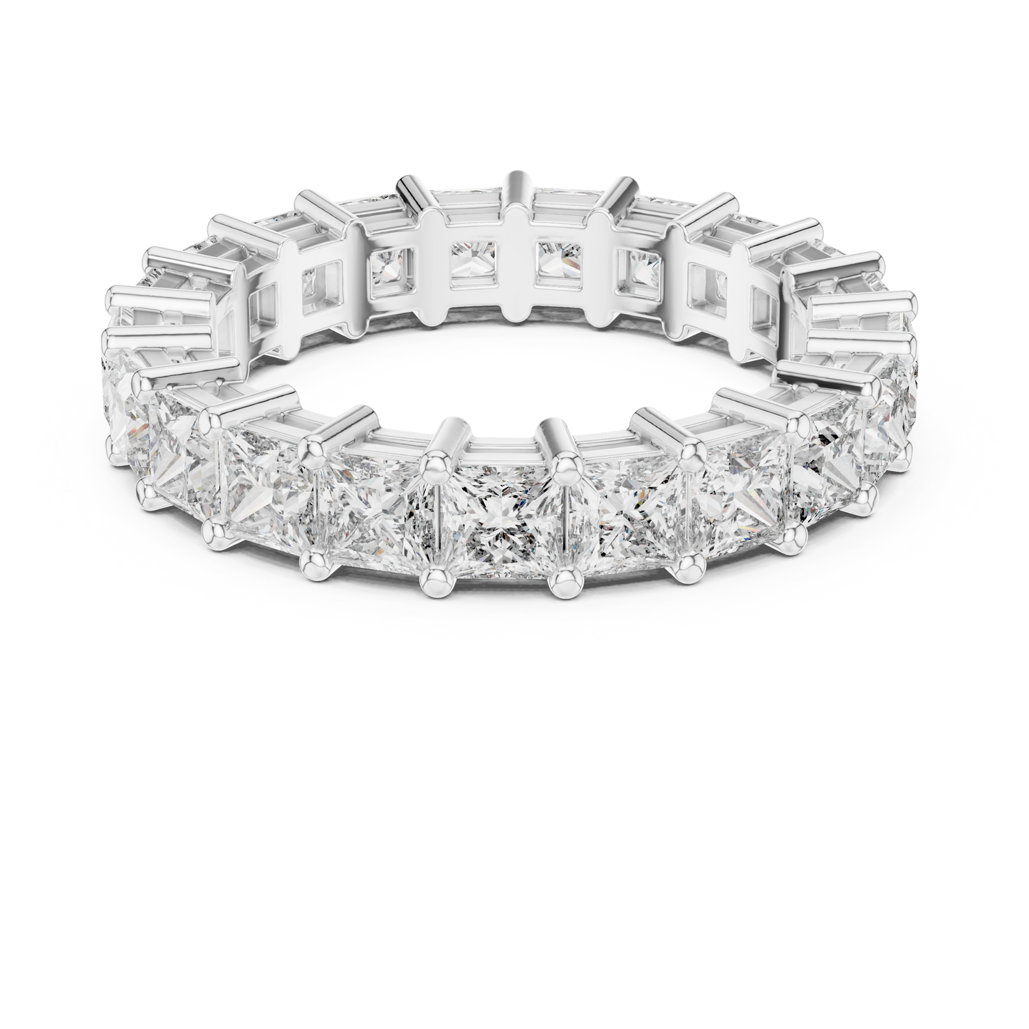 Princess Cut Full Eternity Diamond Ring •9K/10K/14K/18KGold Band • Stacking Wedding Ring