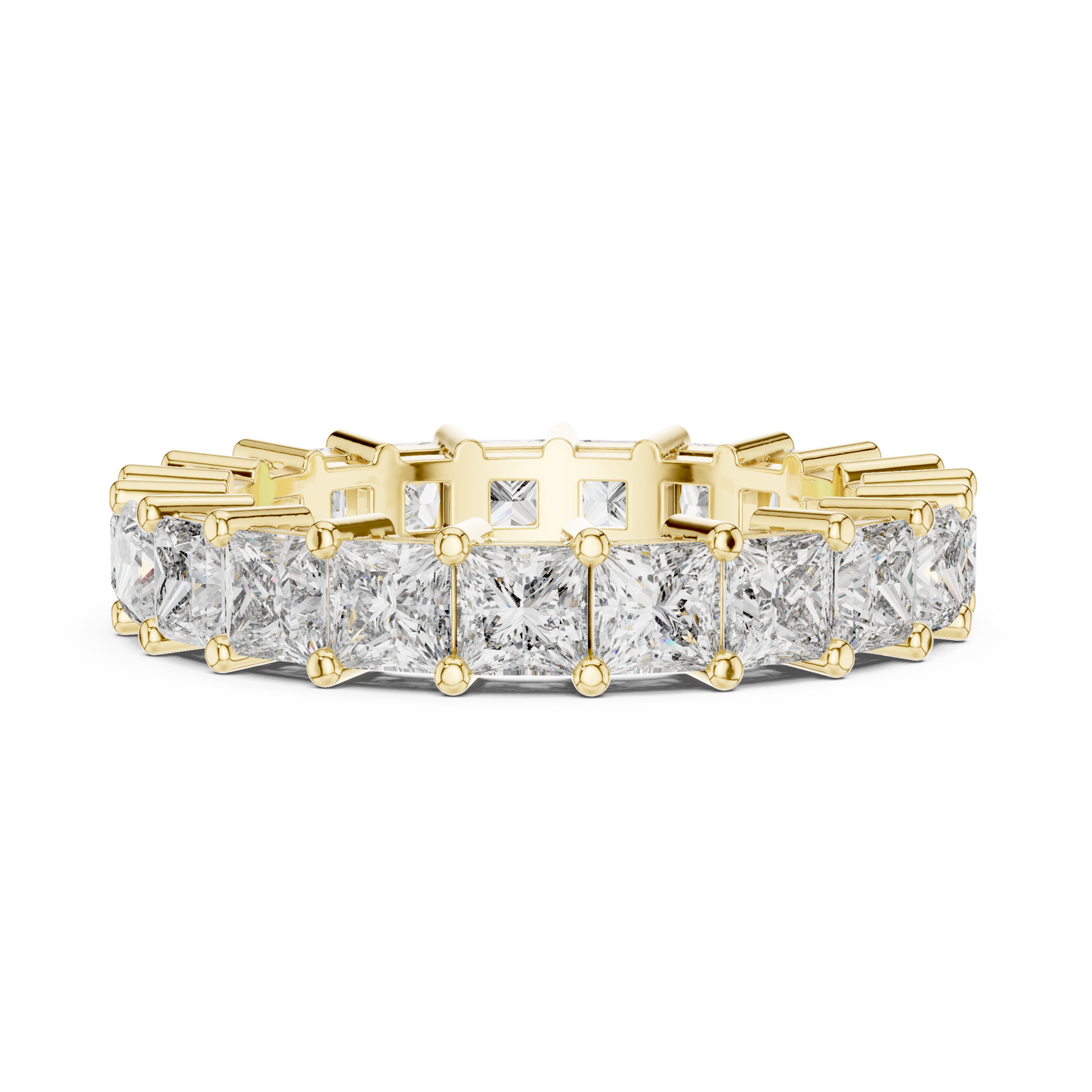 Princess Cut Full Eternity Diamond Ring •9K/10K/14K/18KGold Band • Stacking Wedding Ring