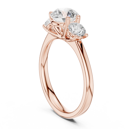 Three-Stone Solitaire Inspired Ring | Bright Round Gems | Wedding Proposal Jewelry