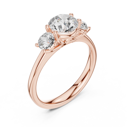 Three-Stone Solitaire Inspired Ring | Bright Round Gems | Wedding Proposal Jewelry