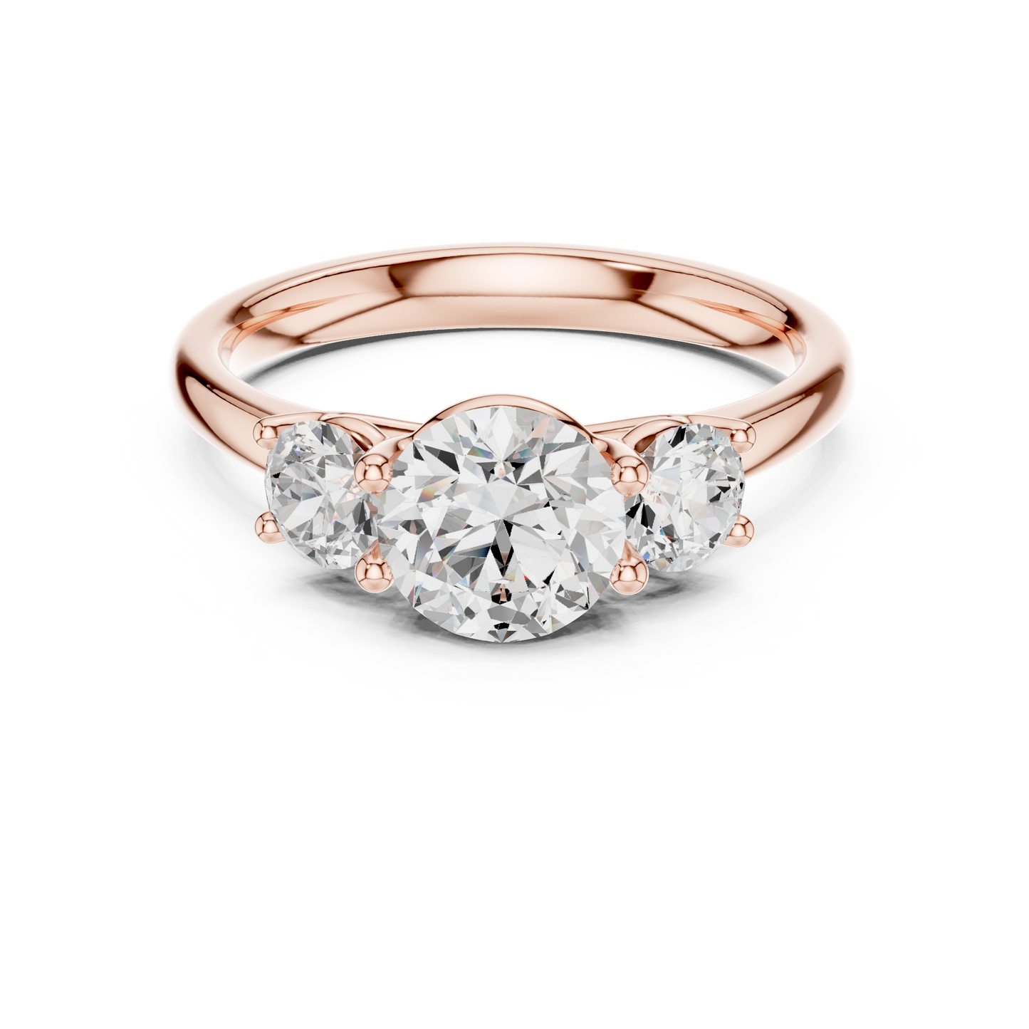 Three-Stone Solitaire Inspired Ring | Bright Round Gems | Wedding Proposal Jewelry