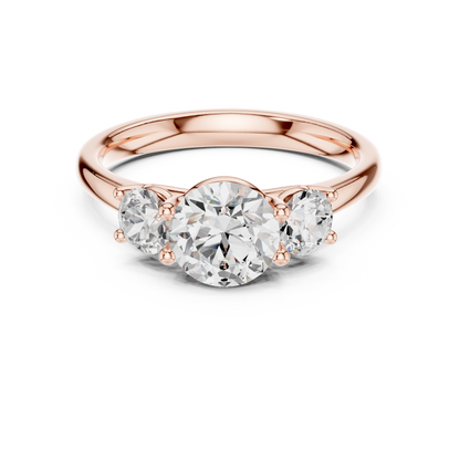 Three-Stone Solitaire Inspired Ring | Bright Round Gems | Wedding Proposal Jewelry