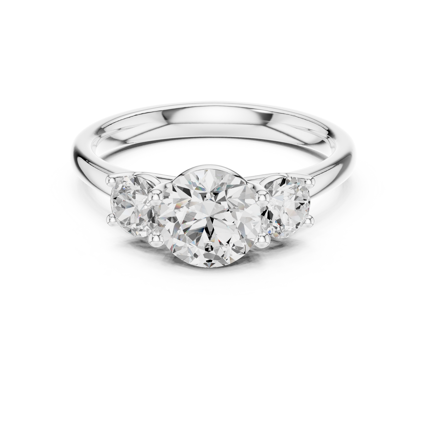 Three-Stone Solitaire Inspired Ring | Bright Round Gems | Wedding Proposal Jewelry