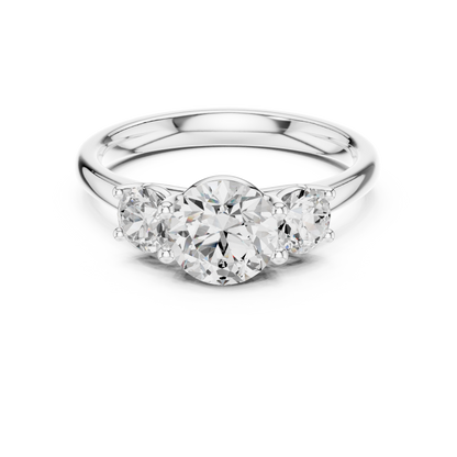 Three-Stone Solitaire Inspired Ring | Bright Round Gems | Wedding Proposal Jewelry