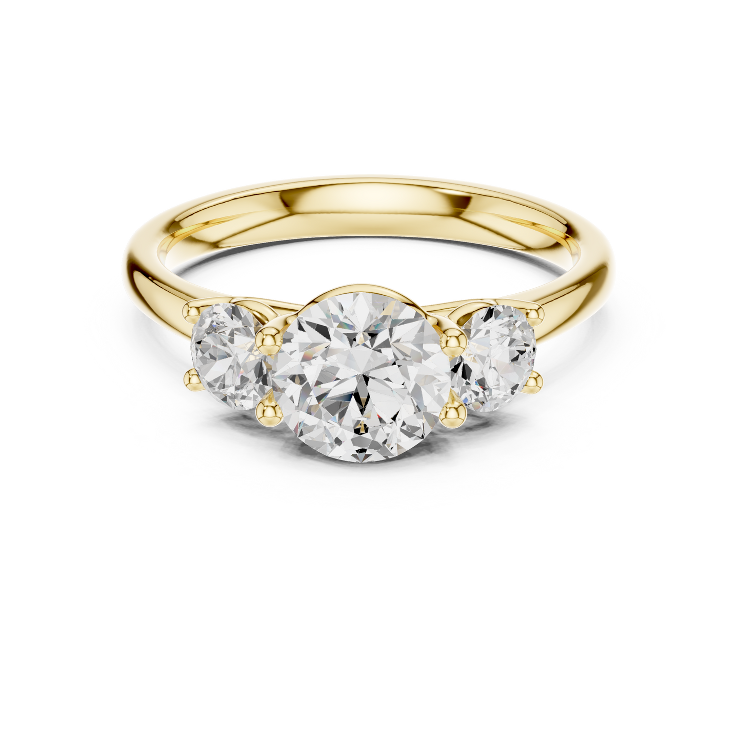 Three-Stone Solitaire Inspired Ring | Bright Round Gems | Wedding Proposal Jewelry