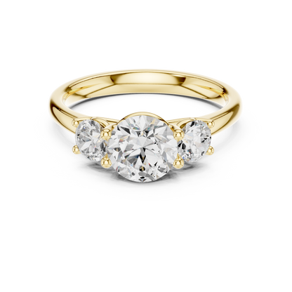 Three-Stone Solitaire Inspired Ring | Bright Round Gems | Wedding Proposal Jewelry
