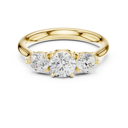 Elegant Three Stone Ring | Fine Diamond Engagement Jewelry | Past Present Future Love Symbol