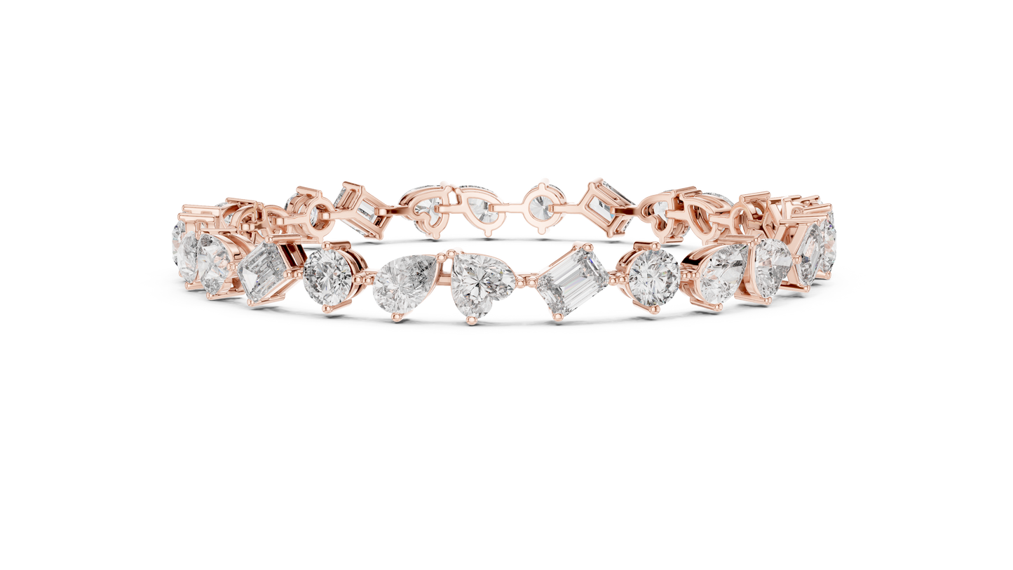 Palace Royale Multi-Cut Diamond Tennis Bracelet – Crafted Lab Diamond Elegance in Gold - Everyday-Elegance