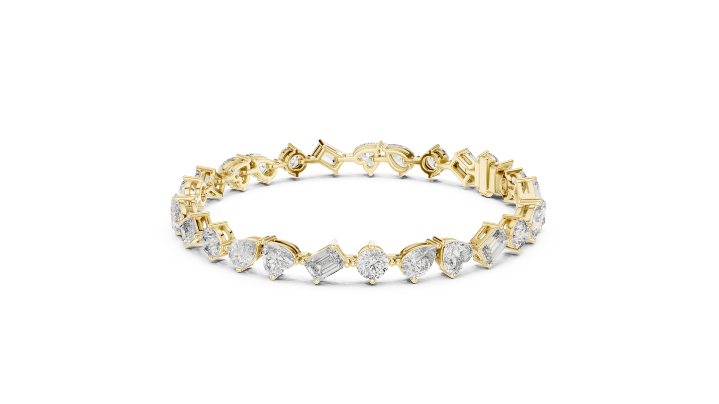 Palace Royale Multi-Cut Diamond Tennis Bracelet – Crafted Lab Diamond Elegance in Gold - Everyday-Elegance
