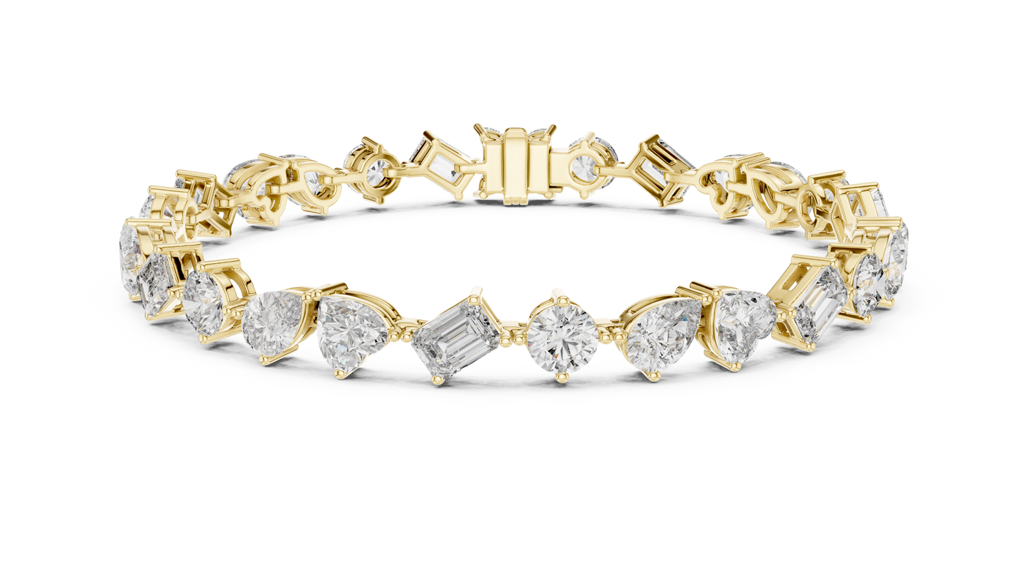 Palace Royale Multi-Cut Diamond Tennis Bracelet – Crafted Lab Diamond Elegance in Gold - Everyday-Elegance