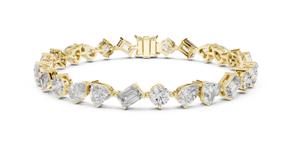 Palace Royale Multi-Cut Diamond Tennis Bracelet – Crafted Lab Diamond Elegance in Gold - Everyday-Elegance