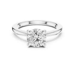 Detailed CAD technical drawing specification view of model DDLR032 displaying precise measurements of the 7.40mm round diamond center stone, solid shank width, and metal weight options across 10K, 14K, 18K, 22K gold and 925 sterling silver.