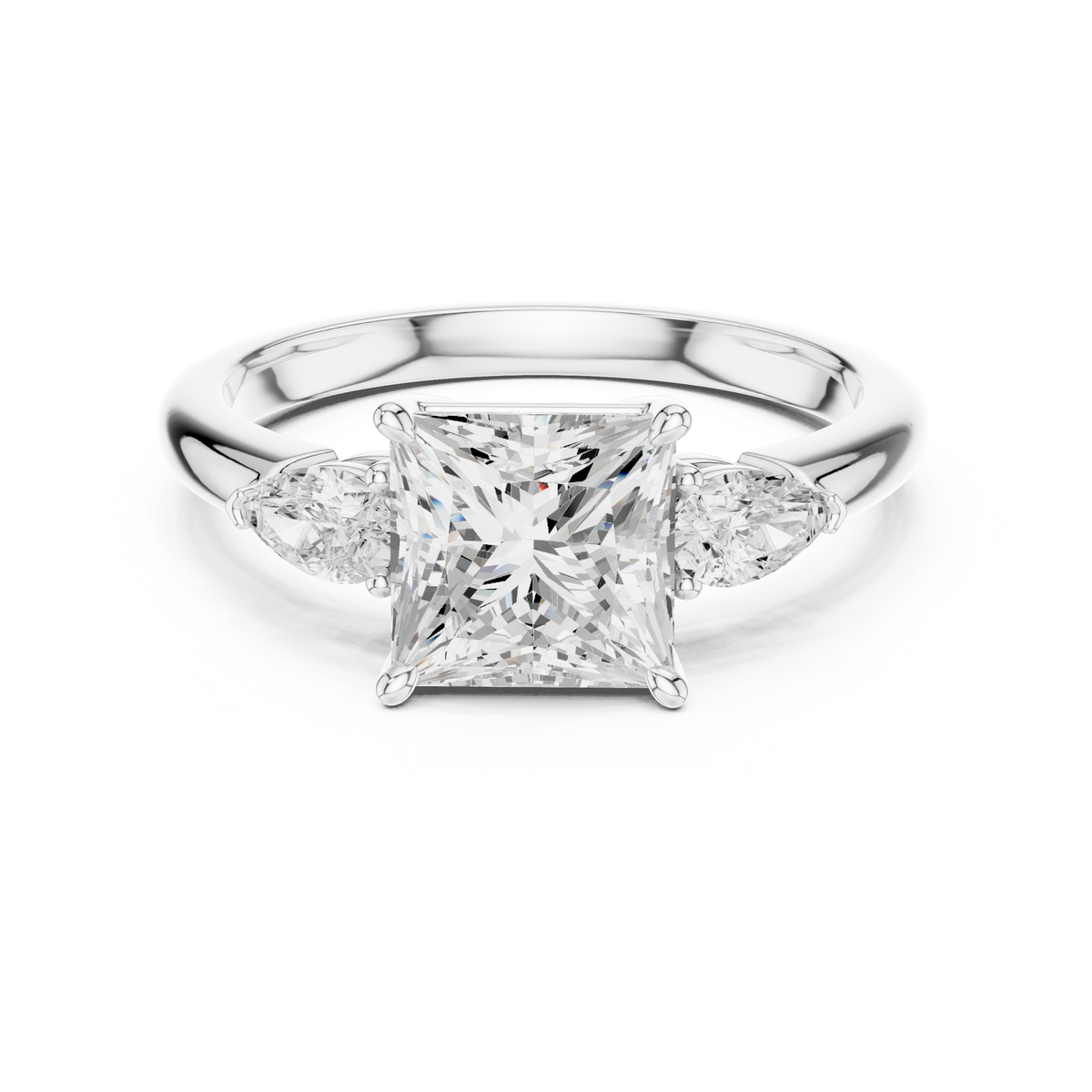 Detailed Under Gallery 3 Stone Ring