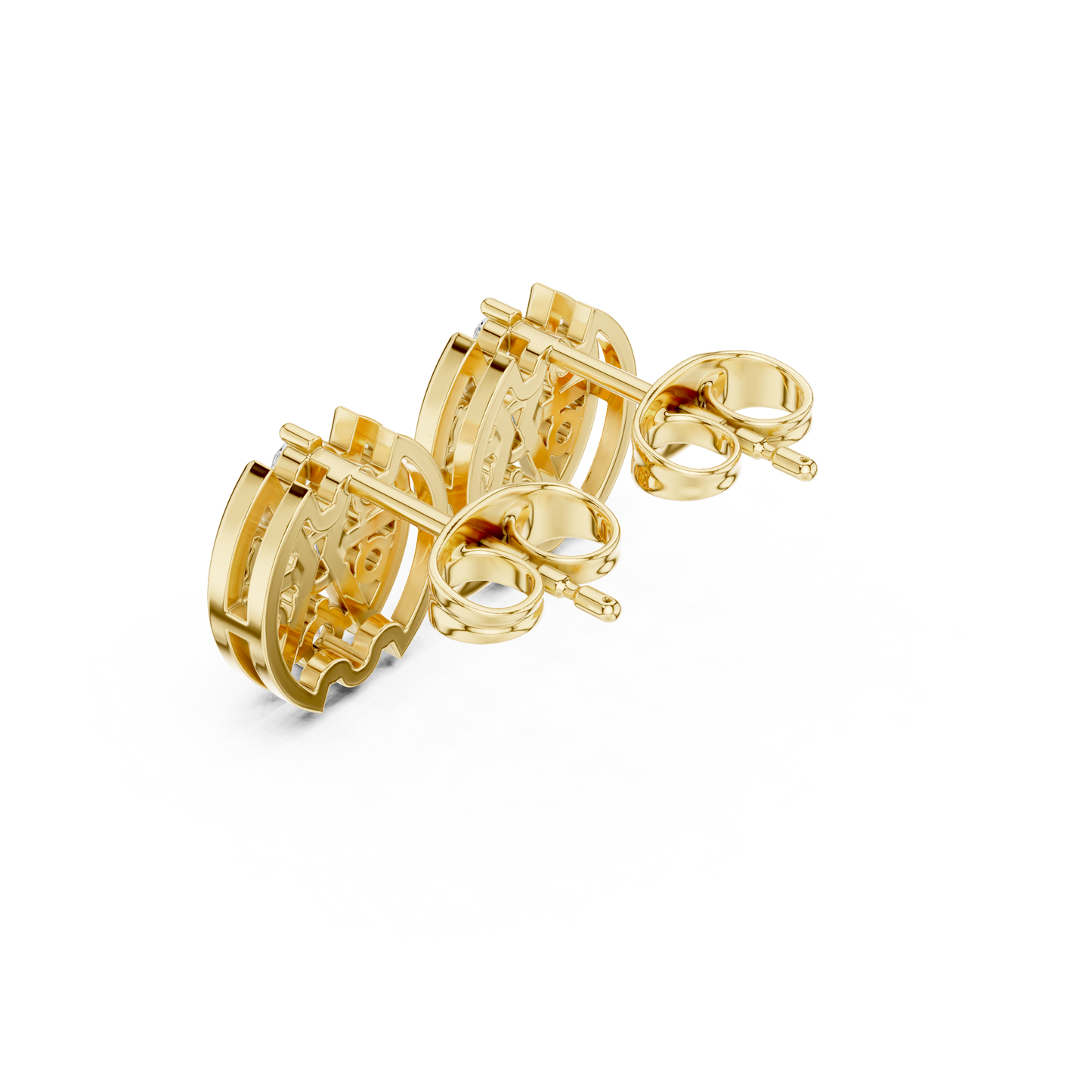 Detailed View Of 14K Gold Earrings Back And Secure Post Design For Fine Jewelry Quality Assurance And Buyer Trust