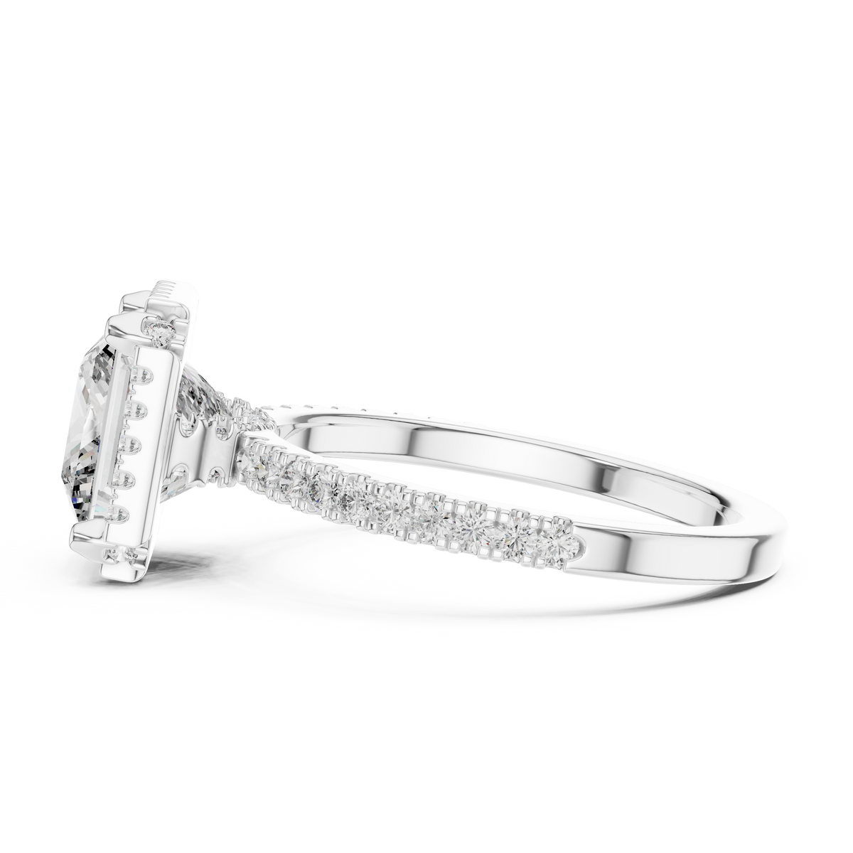 Detailed View Of 14K Gold Hallmarking And Band Craftsmanship On Princess Cut Lab Diamond Ring For Ethical Jewelry Shoppers On Etsy
