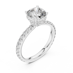 Detailed shot of the inner ring band highlighting the polished metal finish, custom engraving possibilities, and quality metal purity stamp inside the 18K solid white gold band, designed for discerning buyers looking for authentic luxury jewelry.

