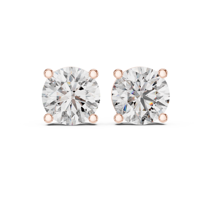 Fine Estate Style Diamond Stud Earrings - European High-Jewelry Style Diamond Studs - Pure Form Round Diamond Stud Earrings