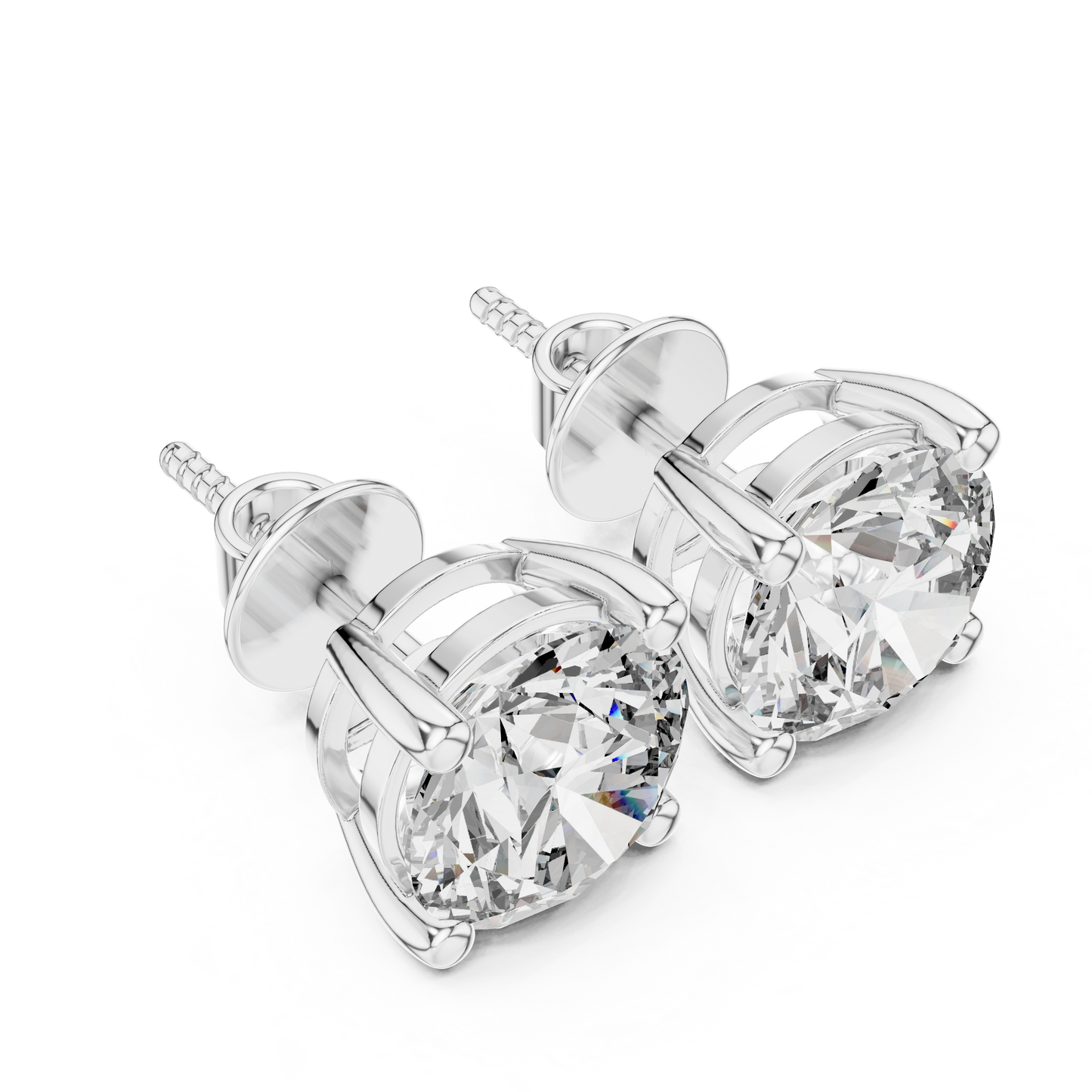 Fine Estate Style Diamond Stud Earrings - European High-Jewelry Style Diamond Studs - Pure Form Round Diamond Stud Earrings