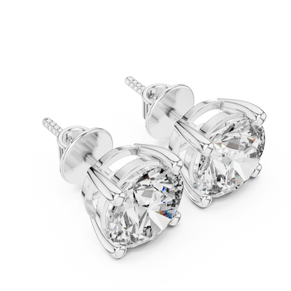 Fine Estate Style Diamond Stud Earrings - European High-Jewelry Style Diamond Studs - Pure Form Round Diamond Stud Earrings