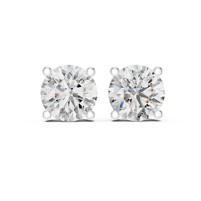 Fine Estate Style Diamond Stud Earrings - European High-Jewelry Style Diamond Studs - Pure Form Round Diamond Stud Earrings